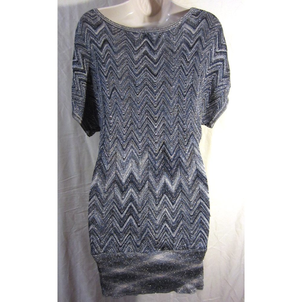 INC Metallic Knitted Long Blouson, Short sleeves L